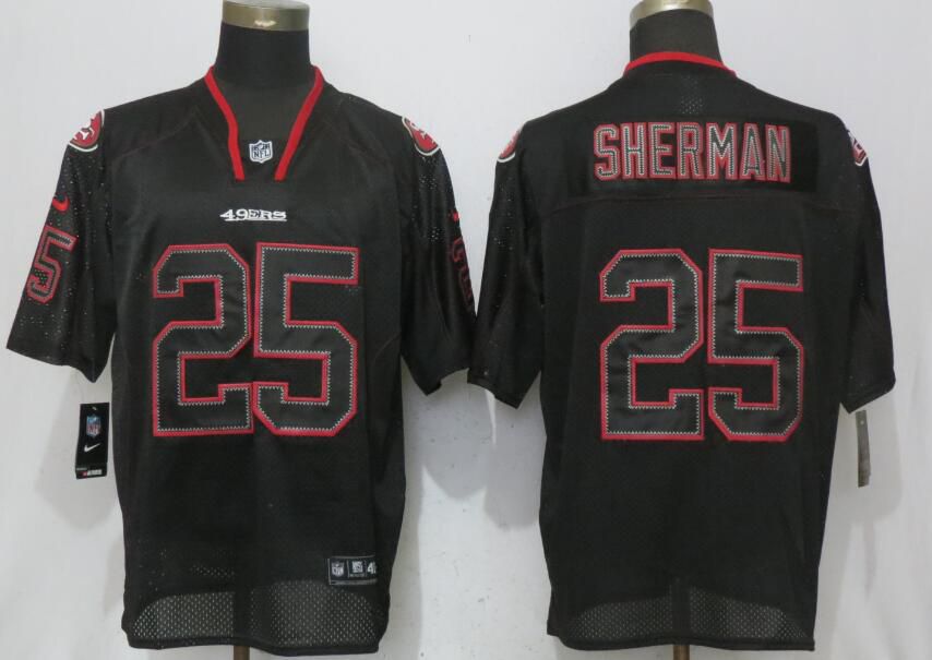 Men San Francisco 49ers #25 Sherman Lights Out Black Elite New Nike NFL Jerseys